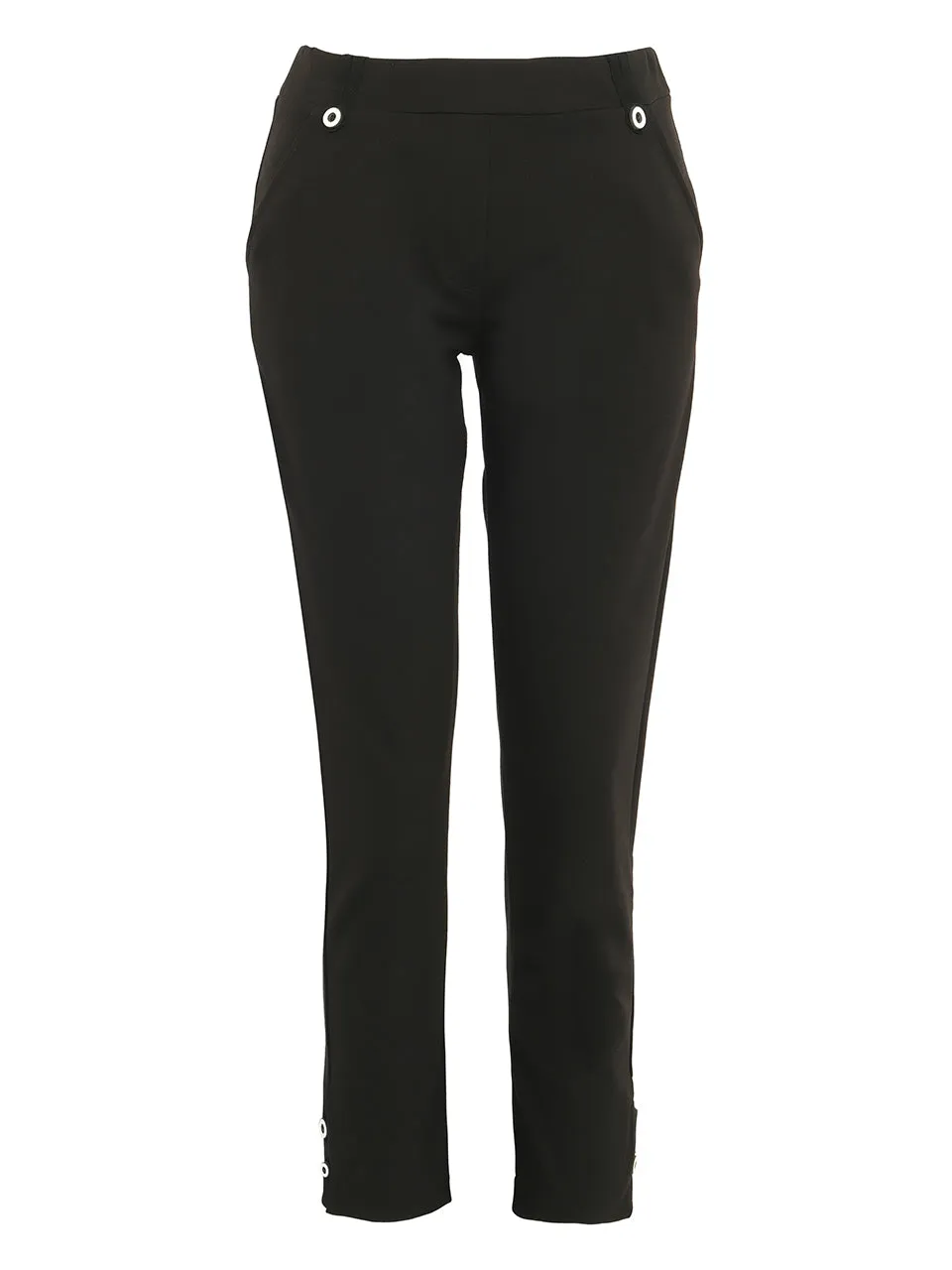 Black & White Button Tab Ankle Pants