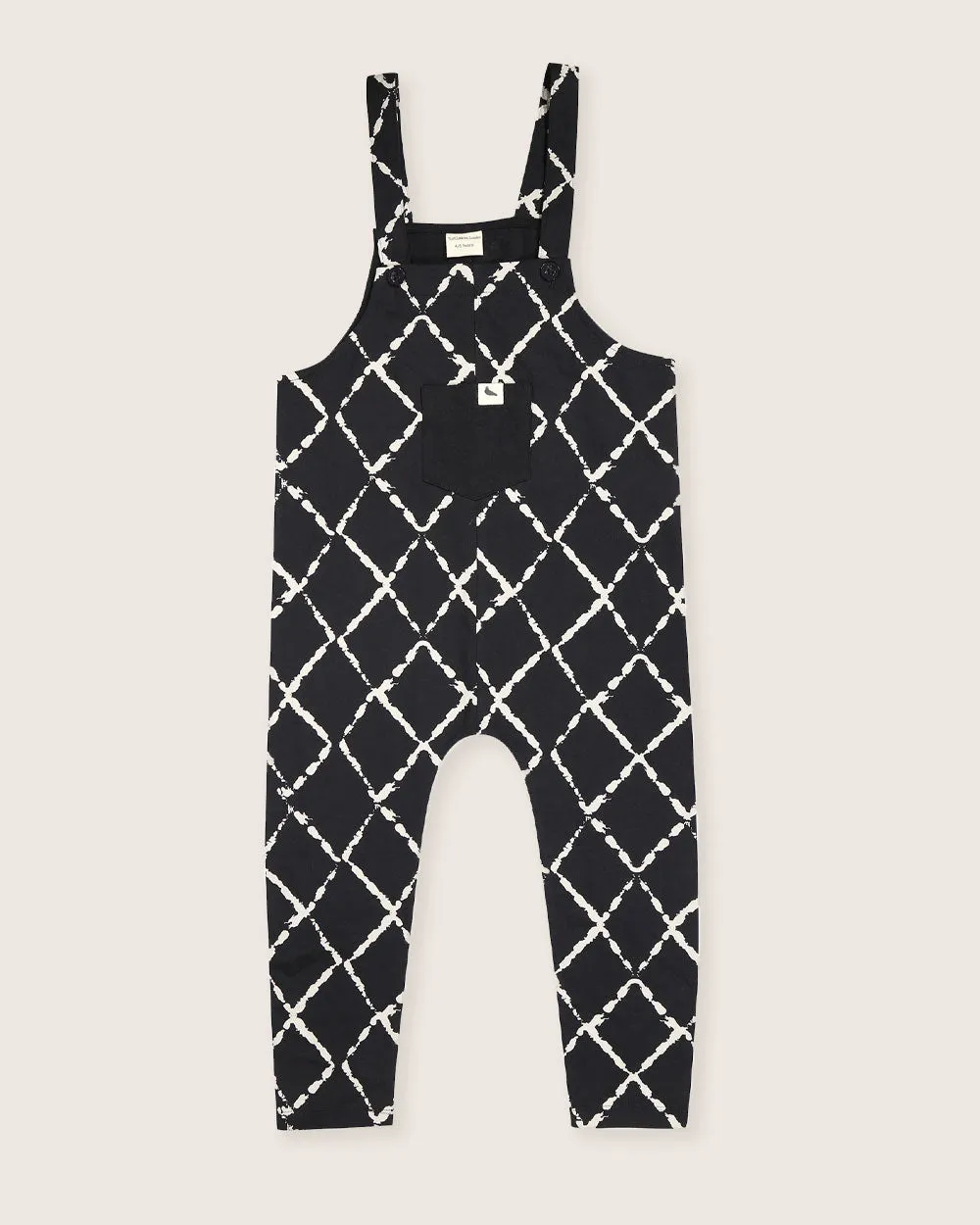 Black Harlequin Print Dungarees