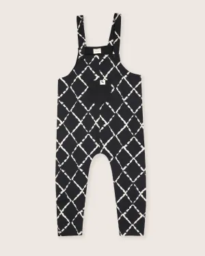 Black Harlequin Print Dungarees