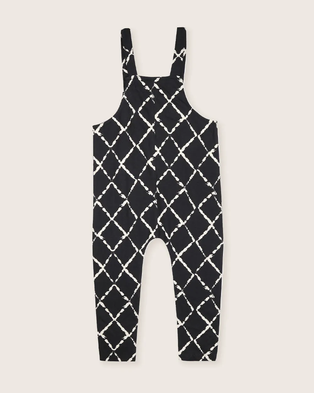 Black Harlequin Print Dungarees