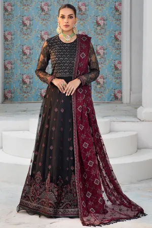 Black Pakistani Frock with Maroon Contrast Party Wear