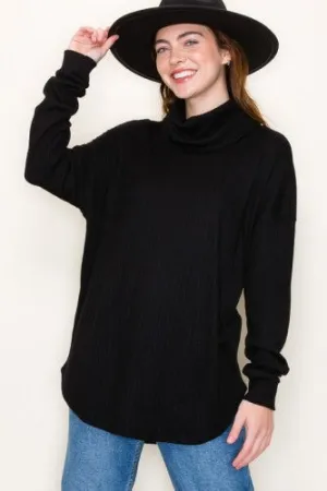 Black Super Soft Slouchy Cowl Neck Pullover
