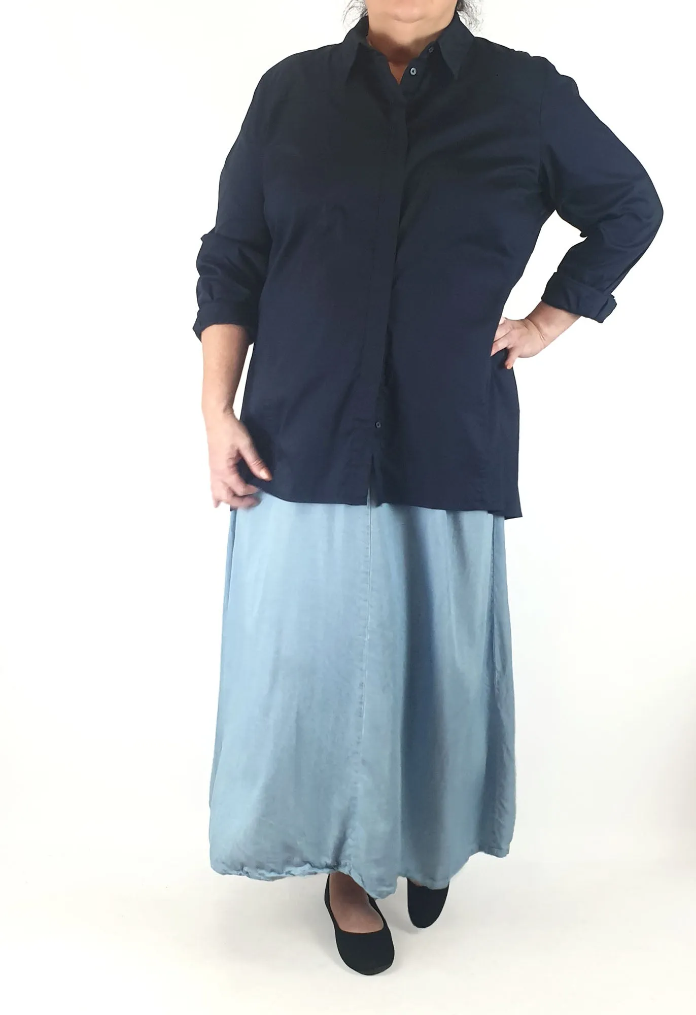 Blue Illusion navy cotton mix shirt size 18