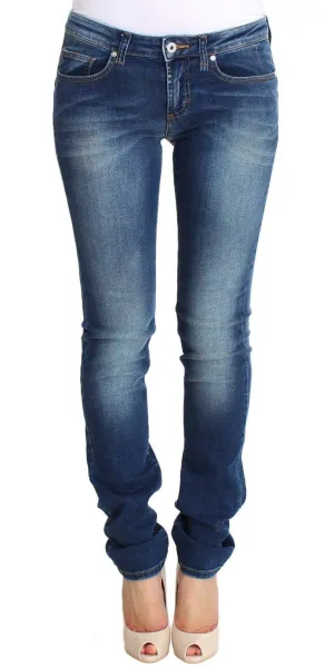 Blue Wash Cotton Denim Stretch Slim Fit Jeans