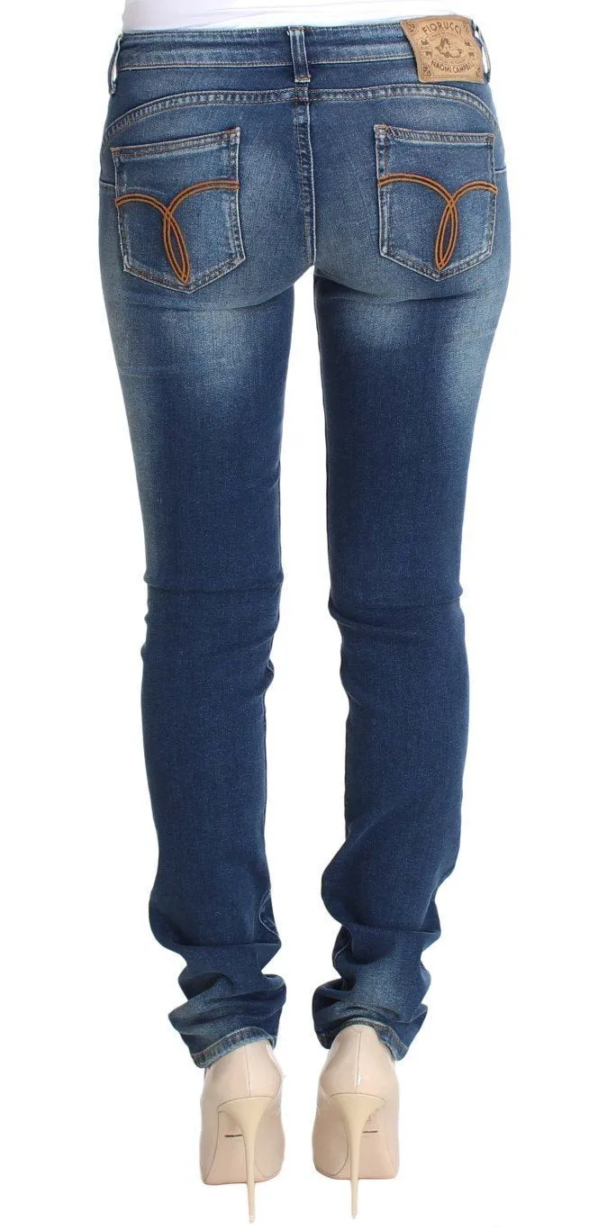 Blue Wash Cotton Denim Stretch Slim Fit Jeans