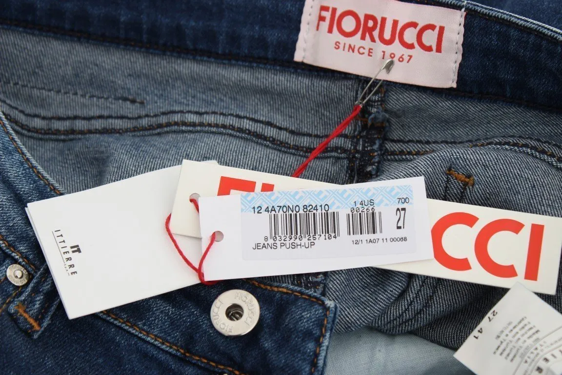 Blue Wash Cotton Denim Stretch Slim Fit Jeans