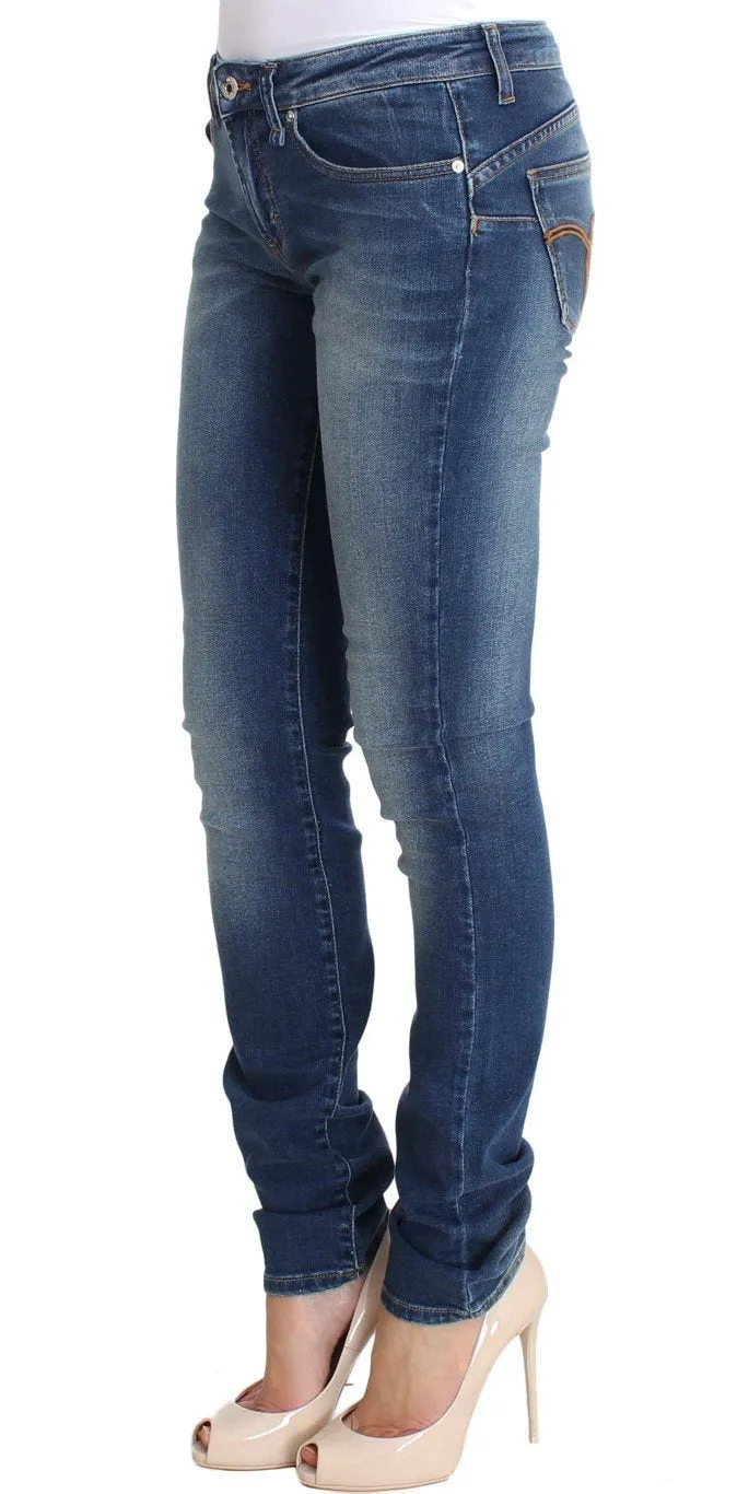 Blue Wash Cotton Denim Stretch Slim Fit Jeans