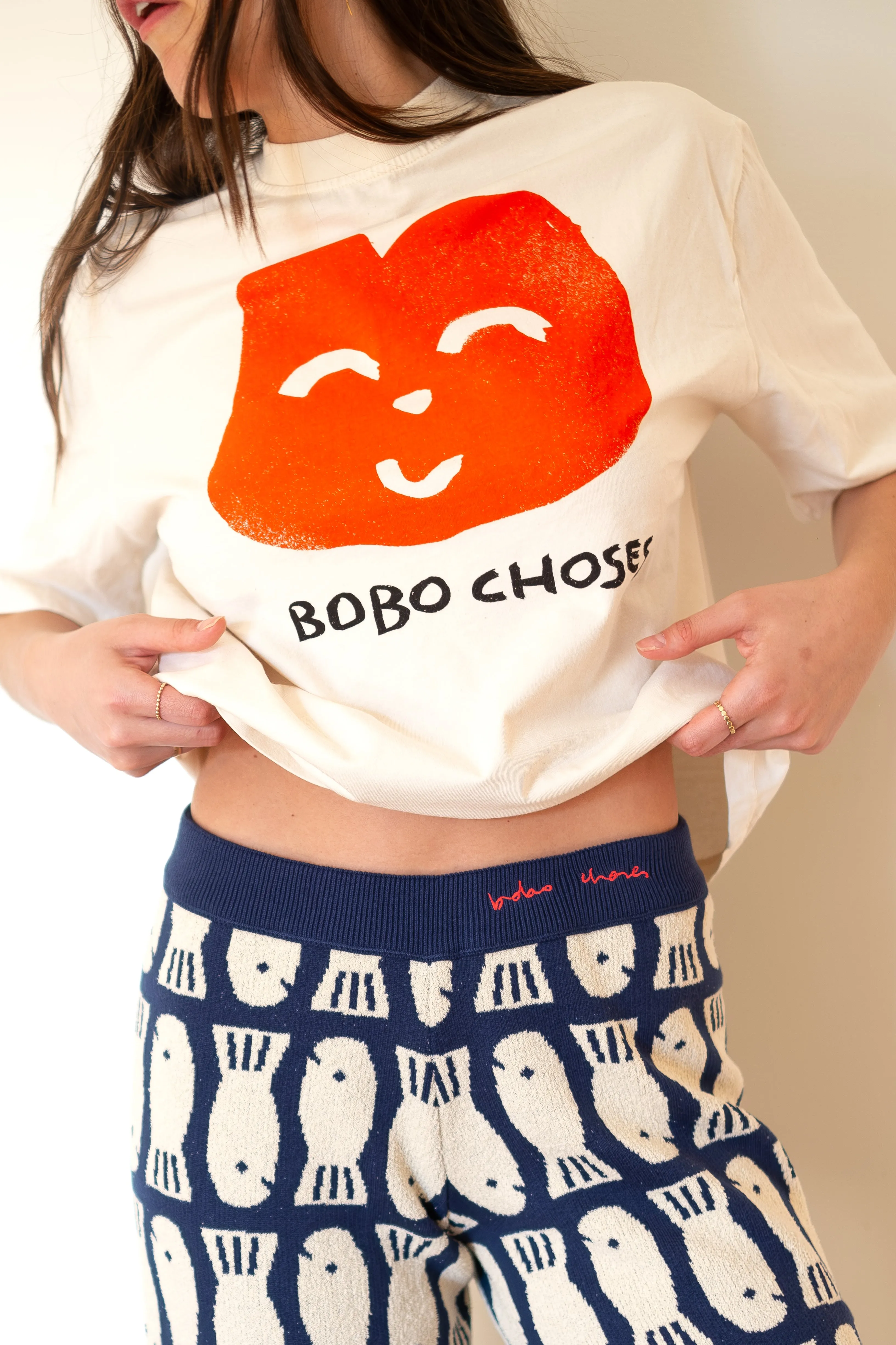 BOBO CHOSES Joyful Face Boxy T-Shirt - White