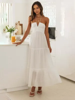 Bohemian V-Neck Maxi Dress with Tiered Design