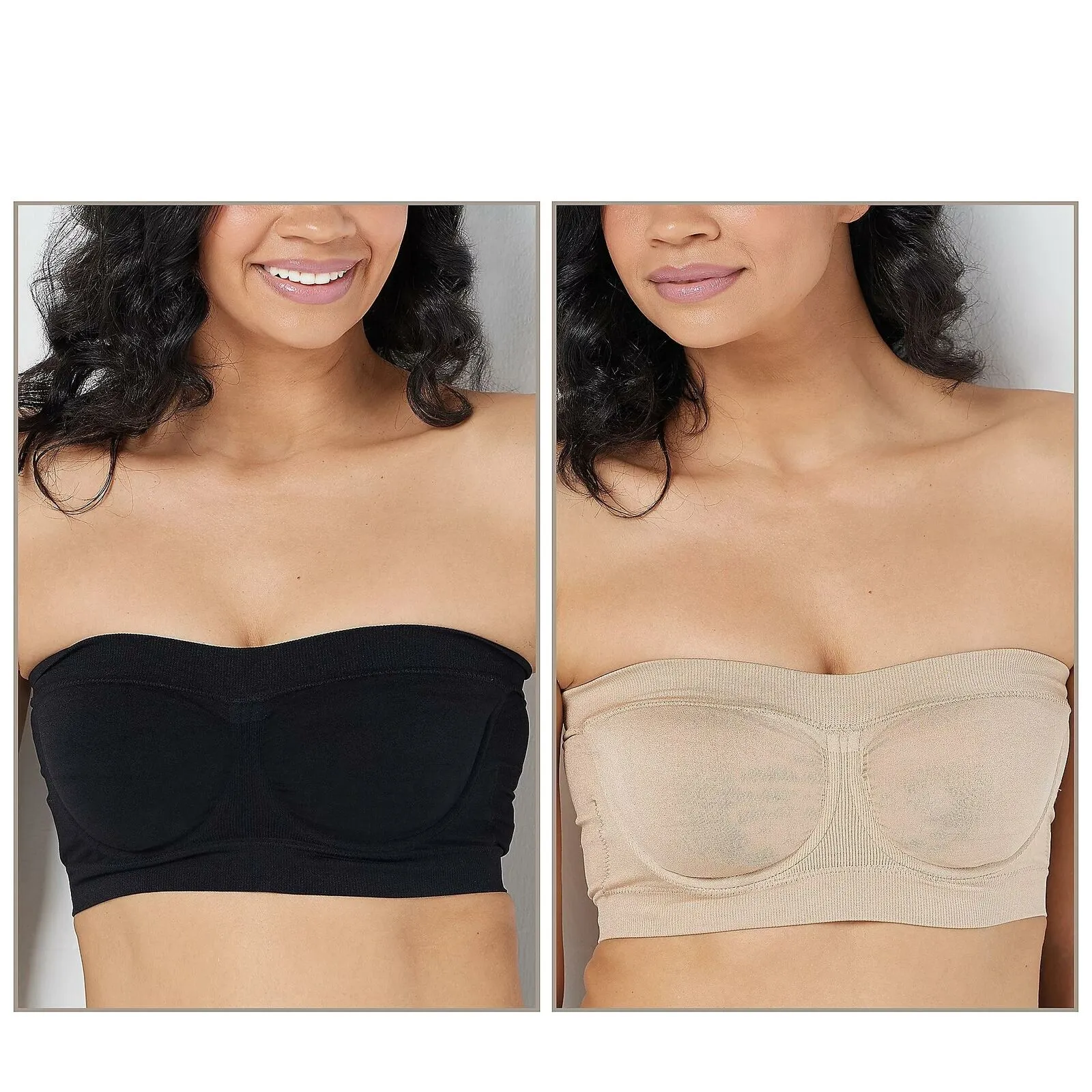 Breezies Women's Plus Size 2 Pack Strapless Underwire Bandeau Bras