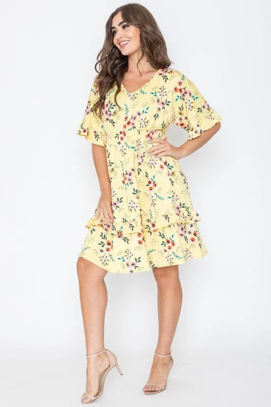 Brighter Days Ahead Midi Ruffle Dress