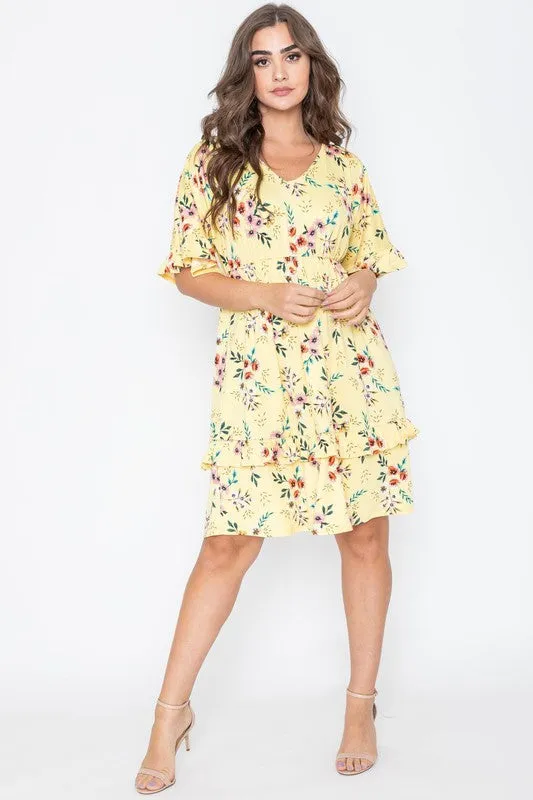 Brighter Days Ahead Midi Ruffle Dress
