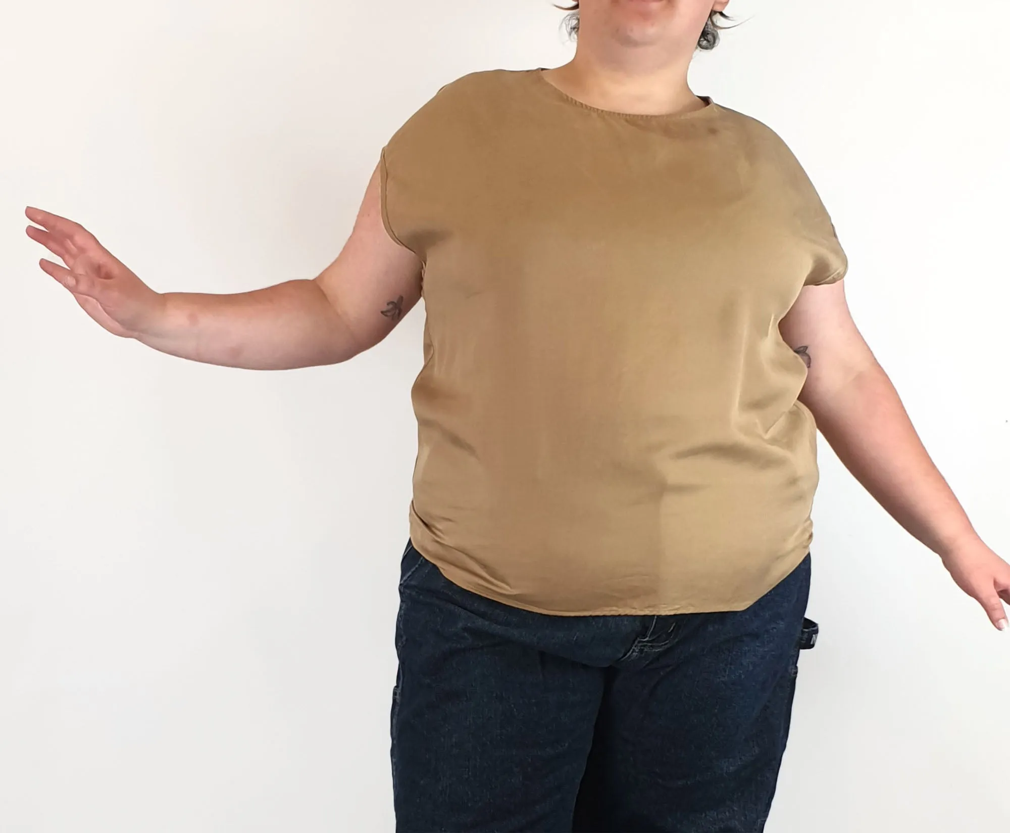 Brown cap sleeve top fits size 20