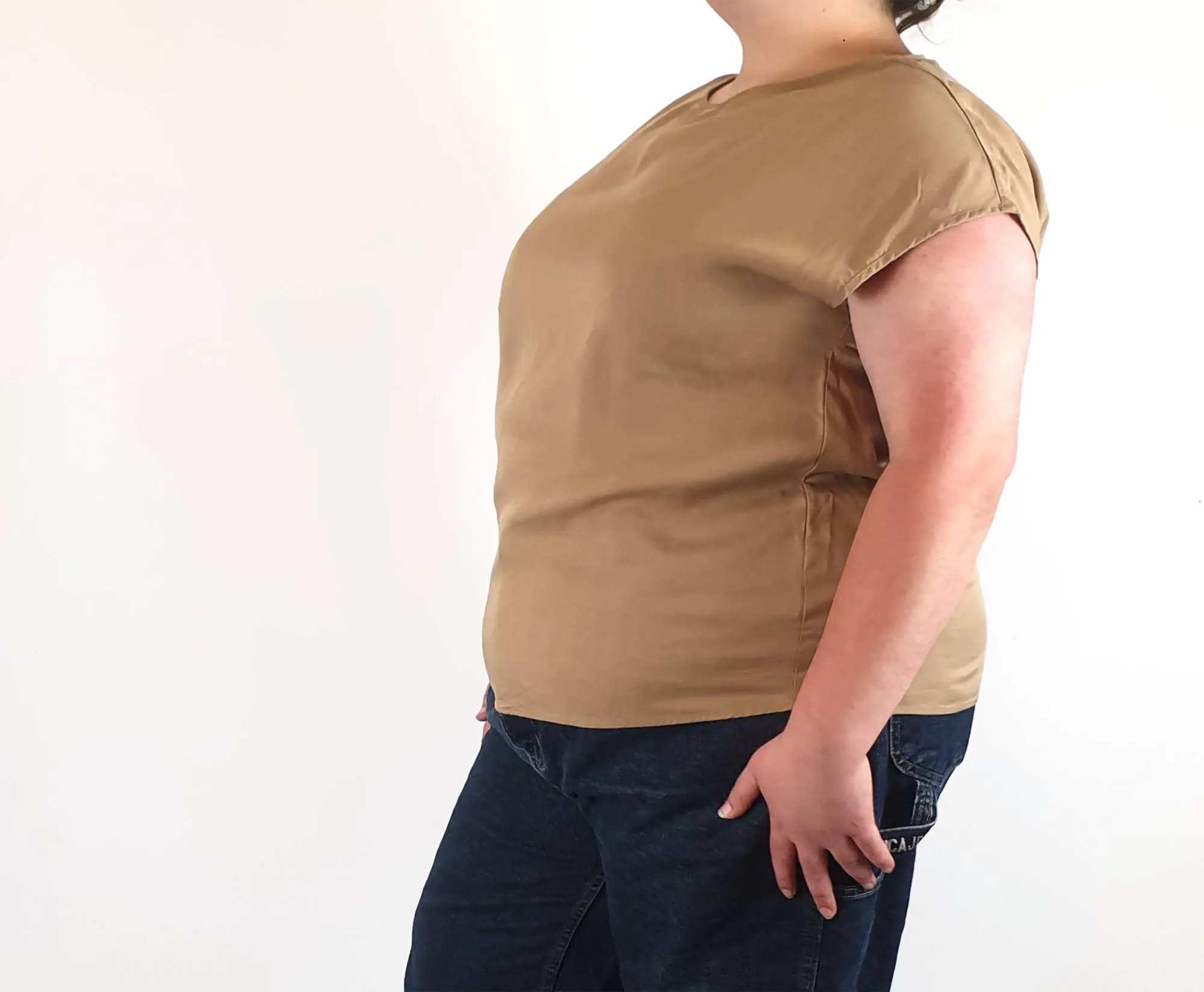 Brown cap sleeve top fits size 20