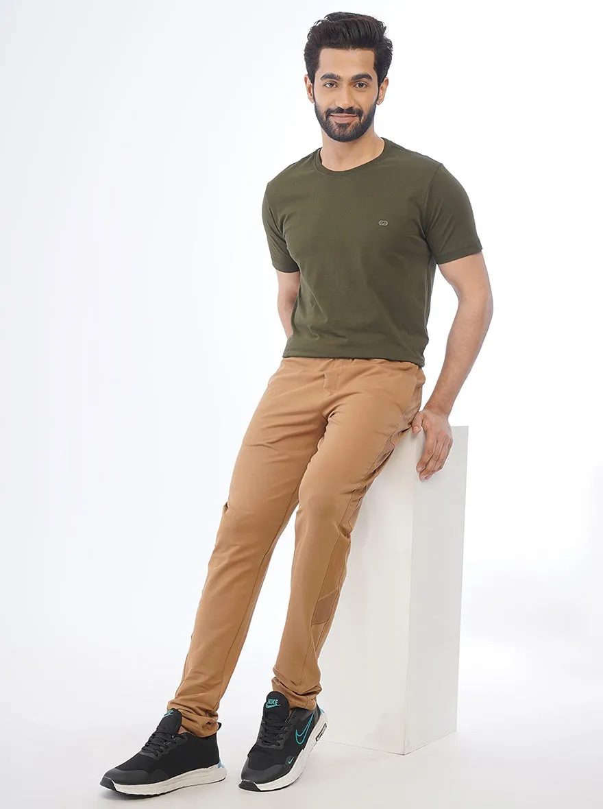 Brown Solid Slim Fit Track Pant | JadeBlue