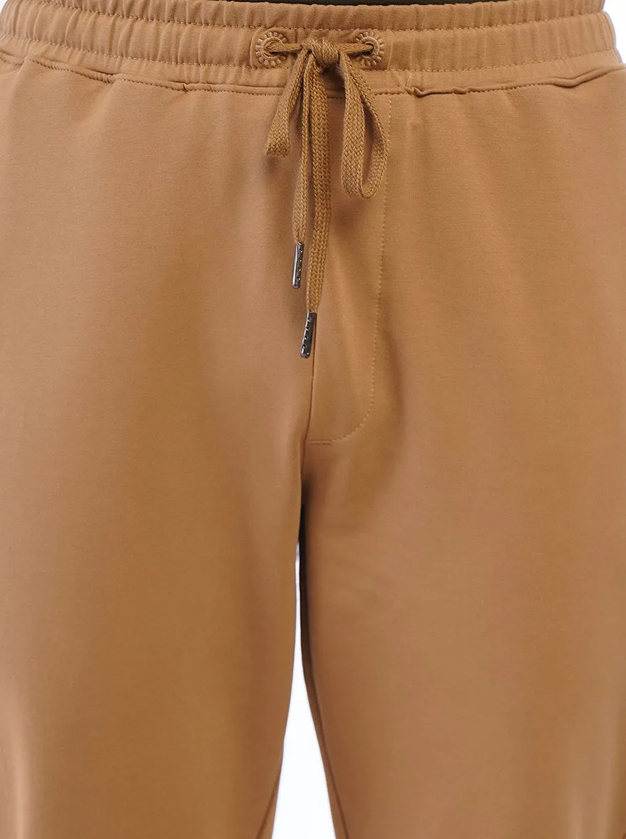 Brown Solid Slim Fit Track Pant | JadeBlue