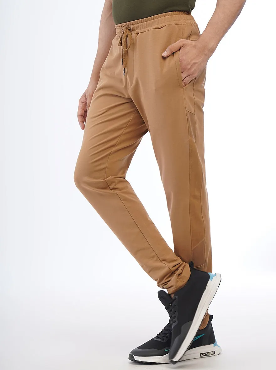 Brown Solid Slim Fit Track Pant | JadeBlue