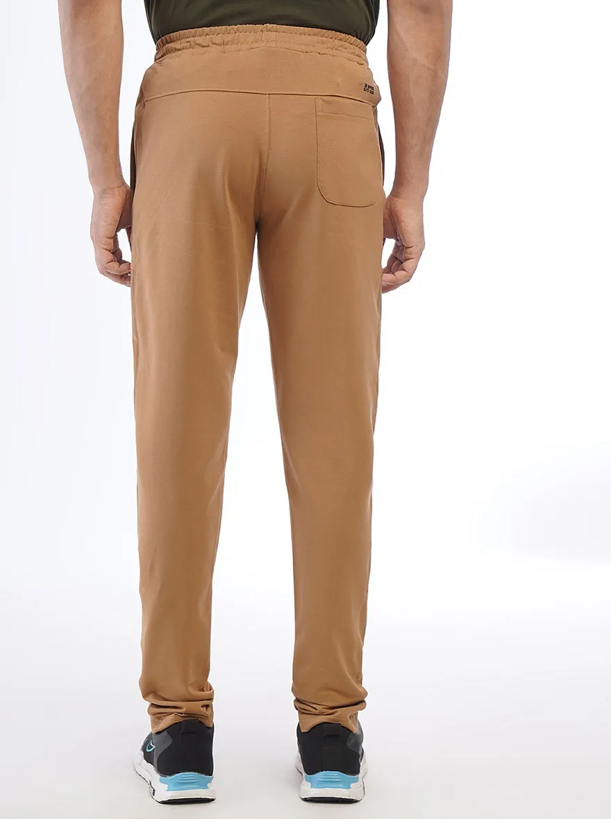 Brown Solid Slim Fit Track Pant | JadeBlue