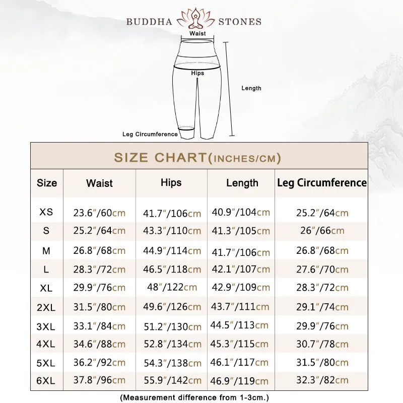Buddha Stones Butterfly Bamboo Leaves Chinese Characters Pattern Women's Elastic Waist Harem Pants