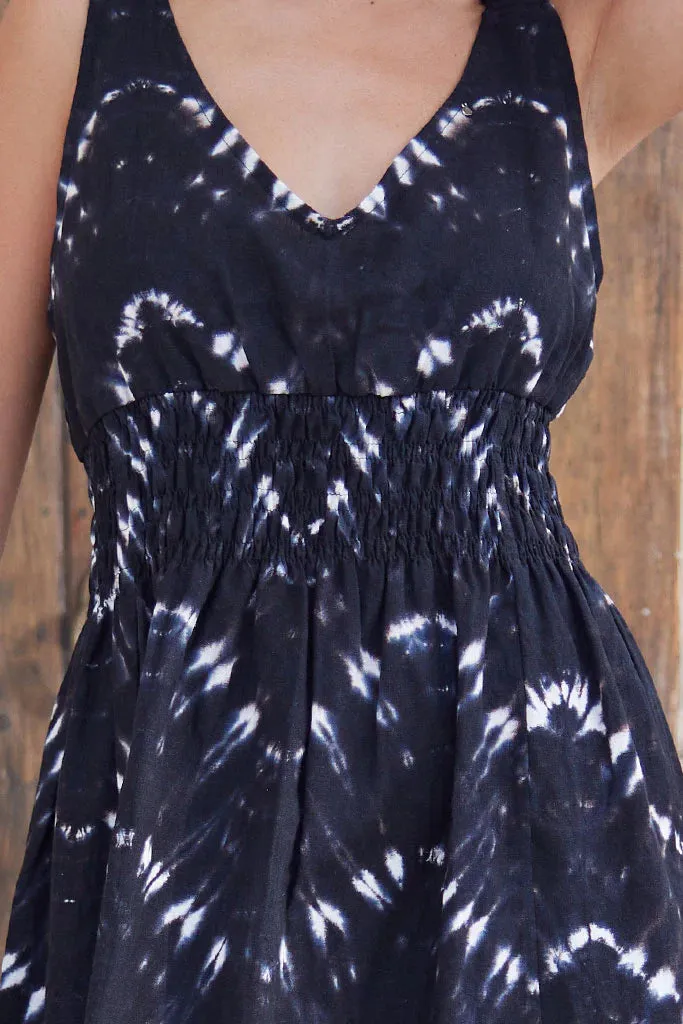 Buddha Wear Black Batik Stefia Midi Dress