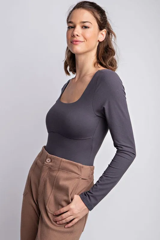 BUTTER SOFT SQUARE NECKLINE THONG BODYSUIT