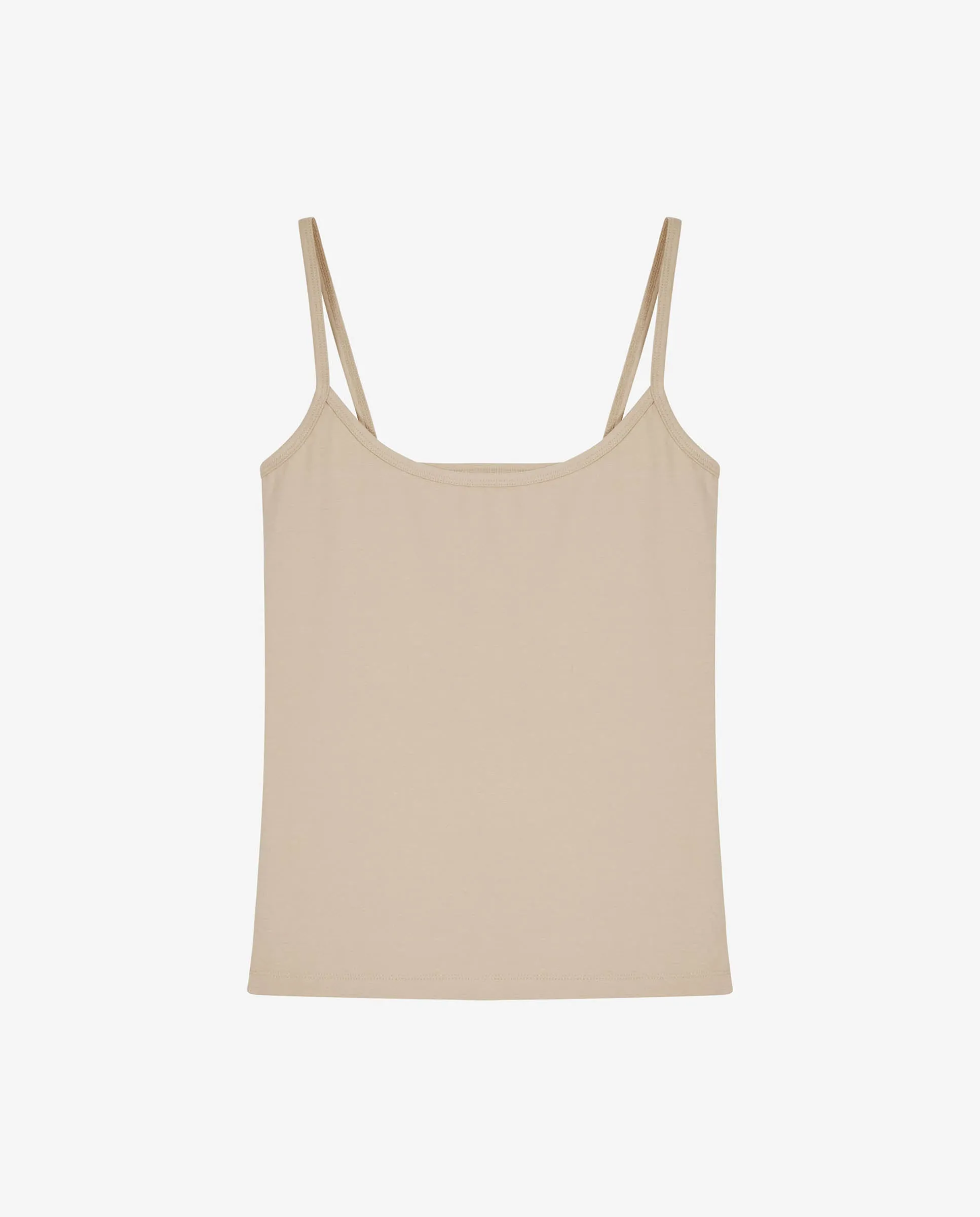Camiseta de tirantes elásticos beige