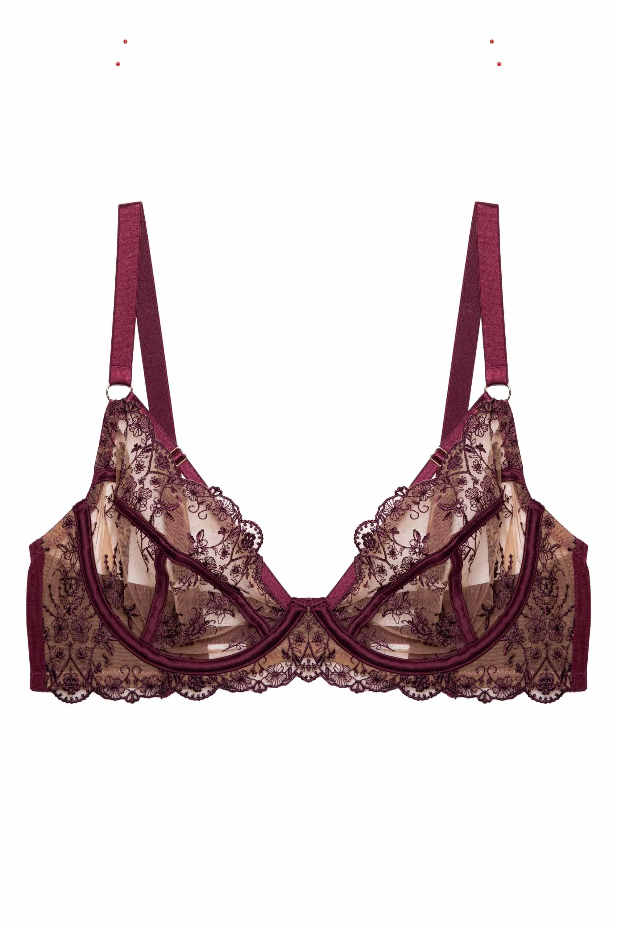 Cassia Custom Embroidery Bra In Wine - Playful Promises