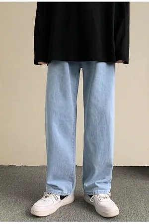 Casual Basic Long Jeans Men Pants
