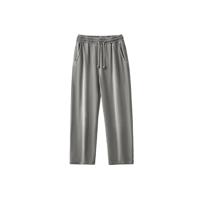 Casual Loose Fit Drawstring Faded Pants