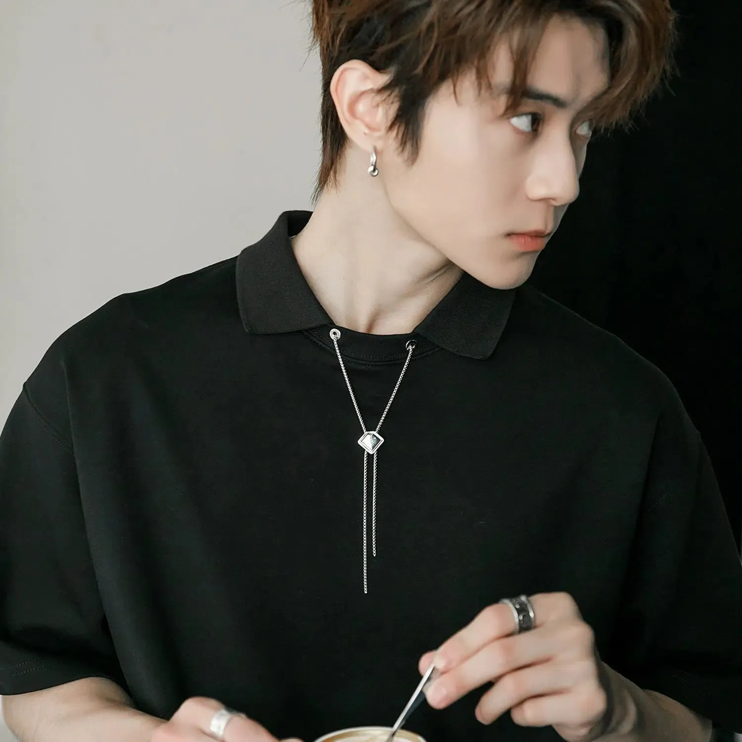 Chain T-shirt with Polo Collar