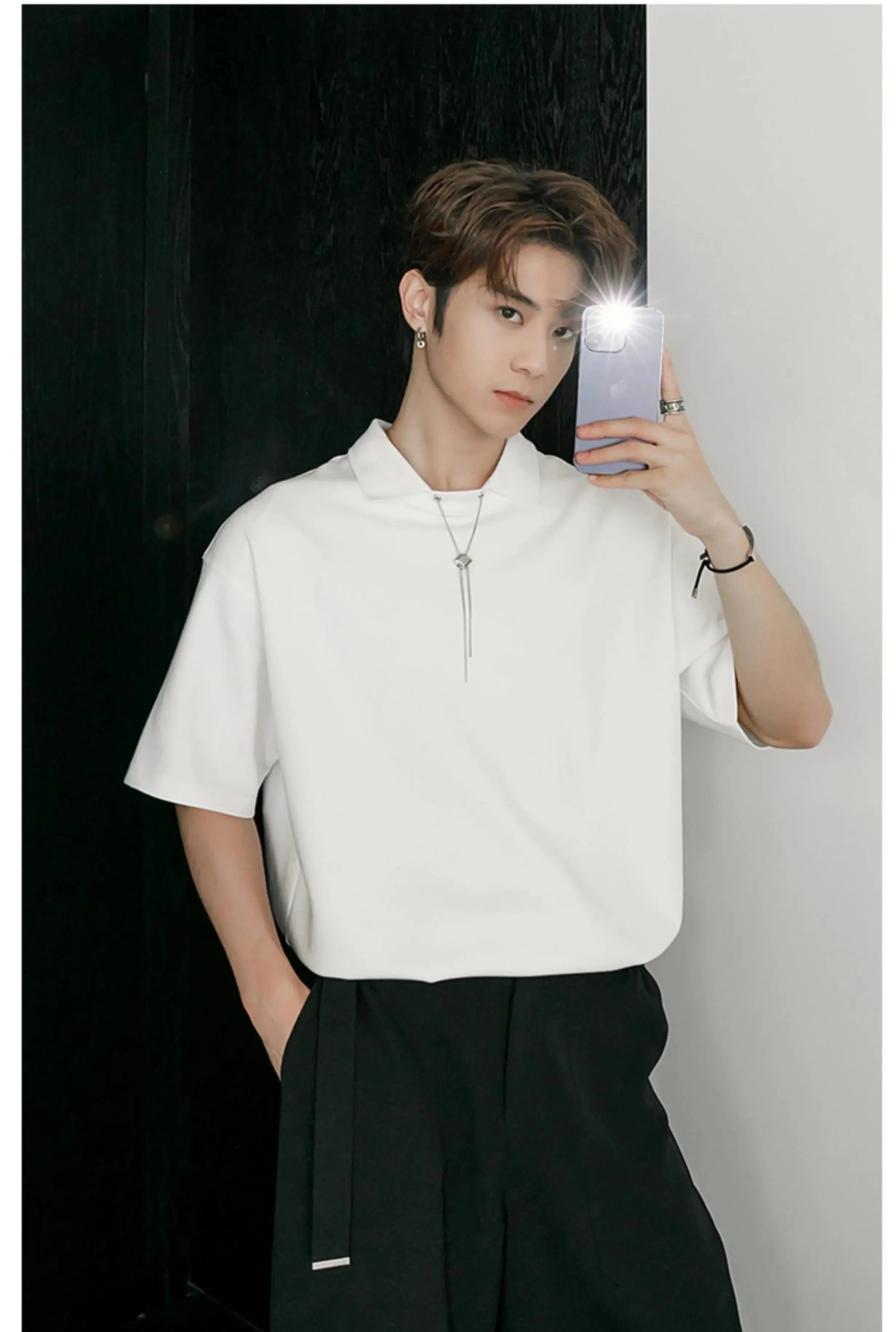 Chain T-shirt with Polo Collar