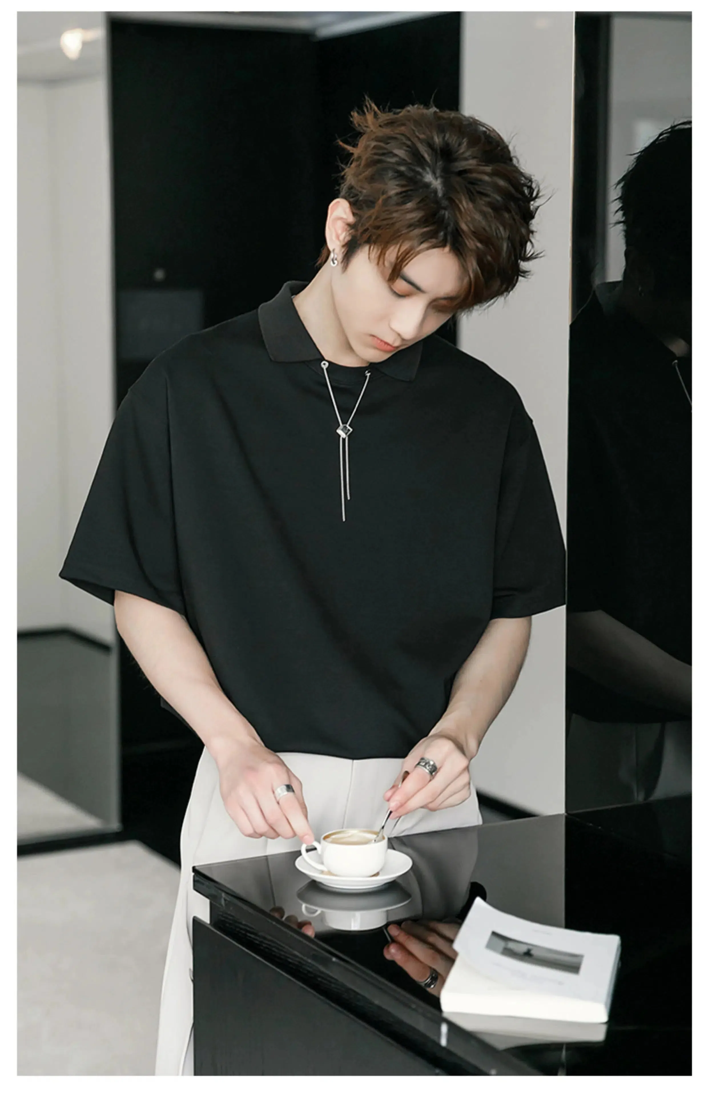 Chain T-shirt with Polo Collar