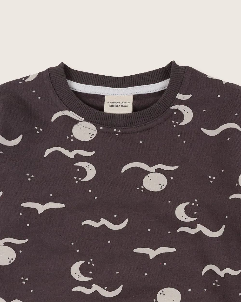 Charcoal Grey Moon Wave Print Sweatshirt