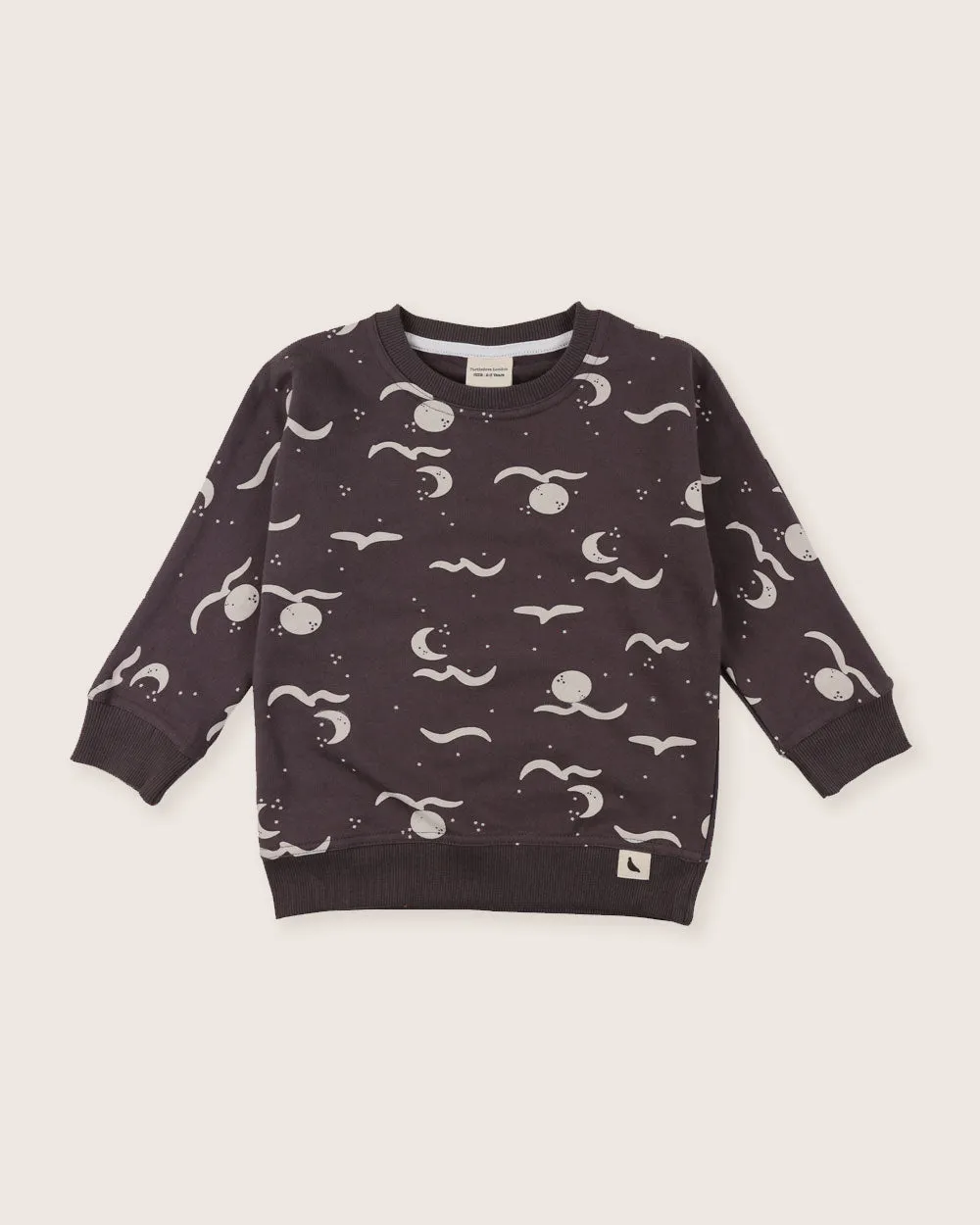 Charcoal Grey Moon Wave Print Sweatshirt