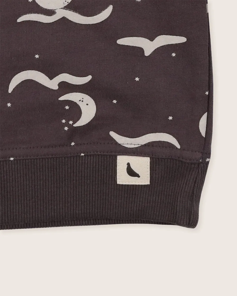 Charcoal Grey Moon Wave Print Sweatshirt