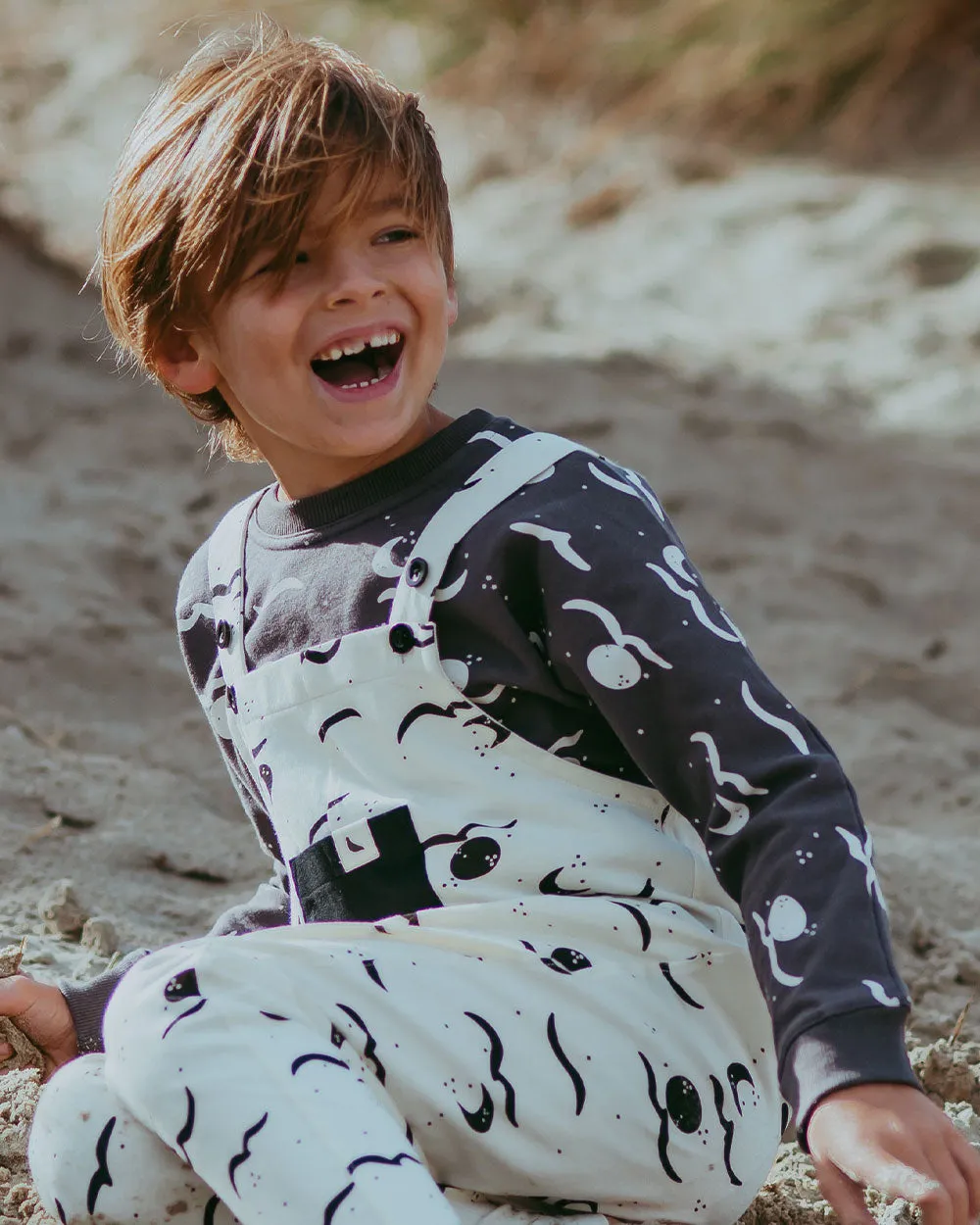 Charcoal Grey Moon Wave Print Sweatshirt