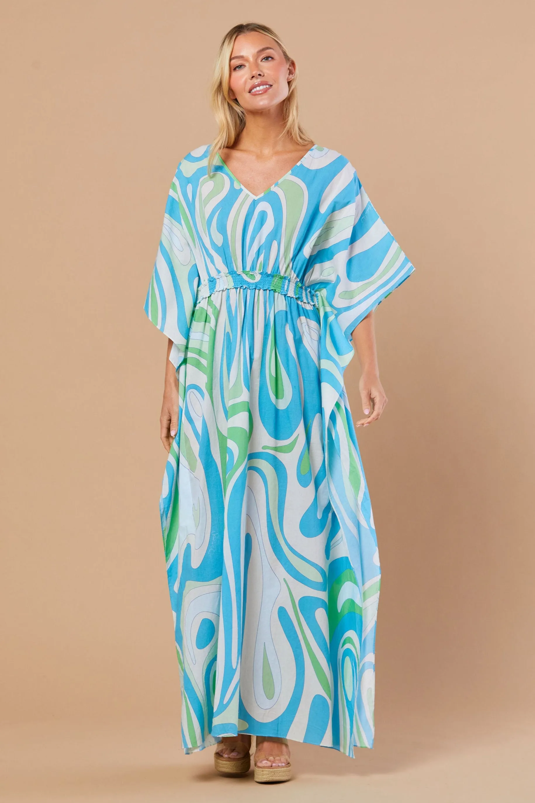 Christy Caftan in Seaglass Wave