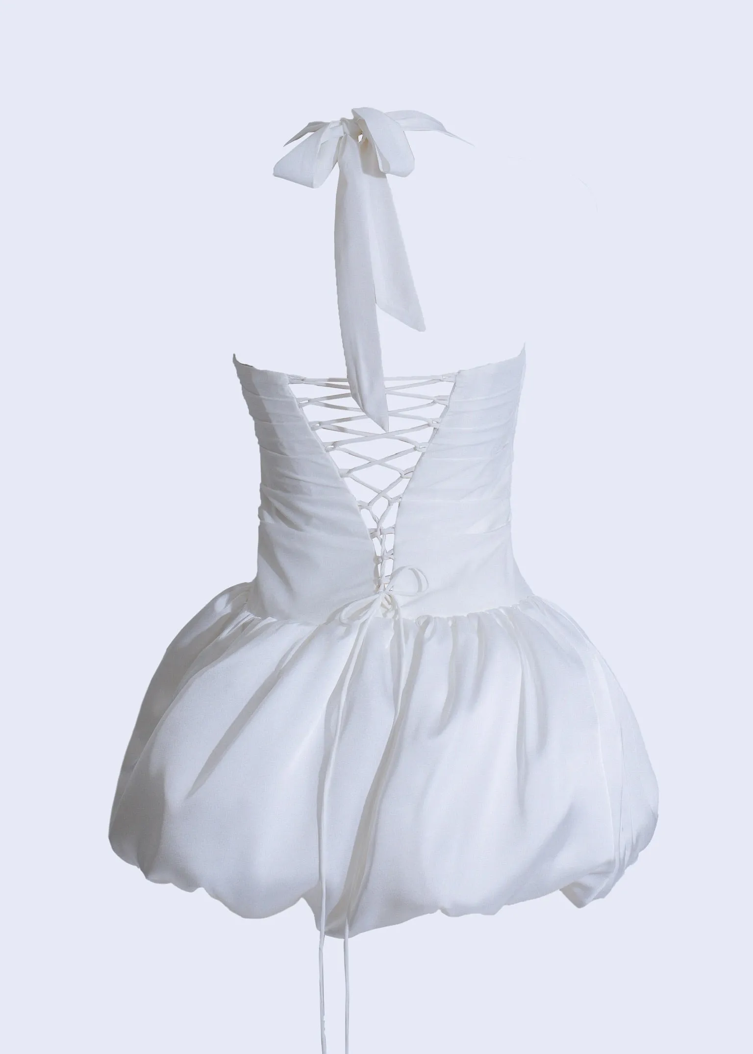 Cloudlight Ruffle Satin Mini Dress White