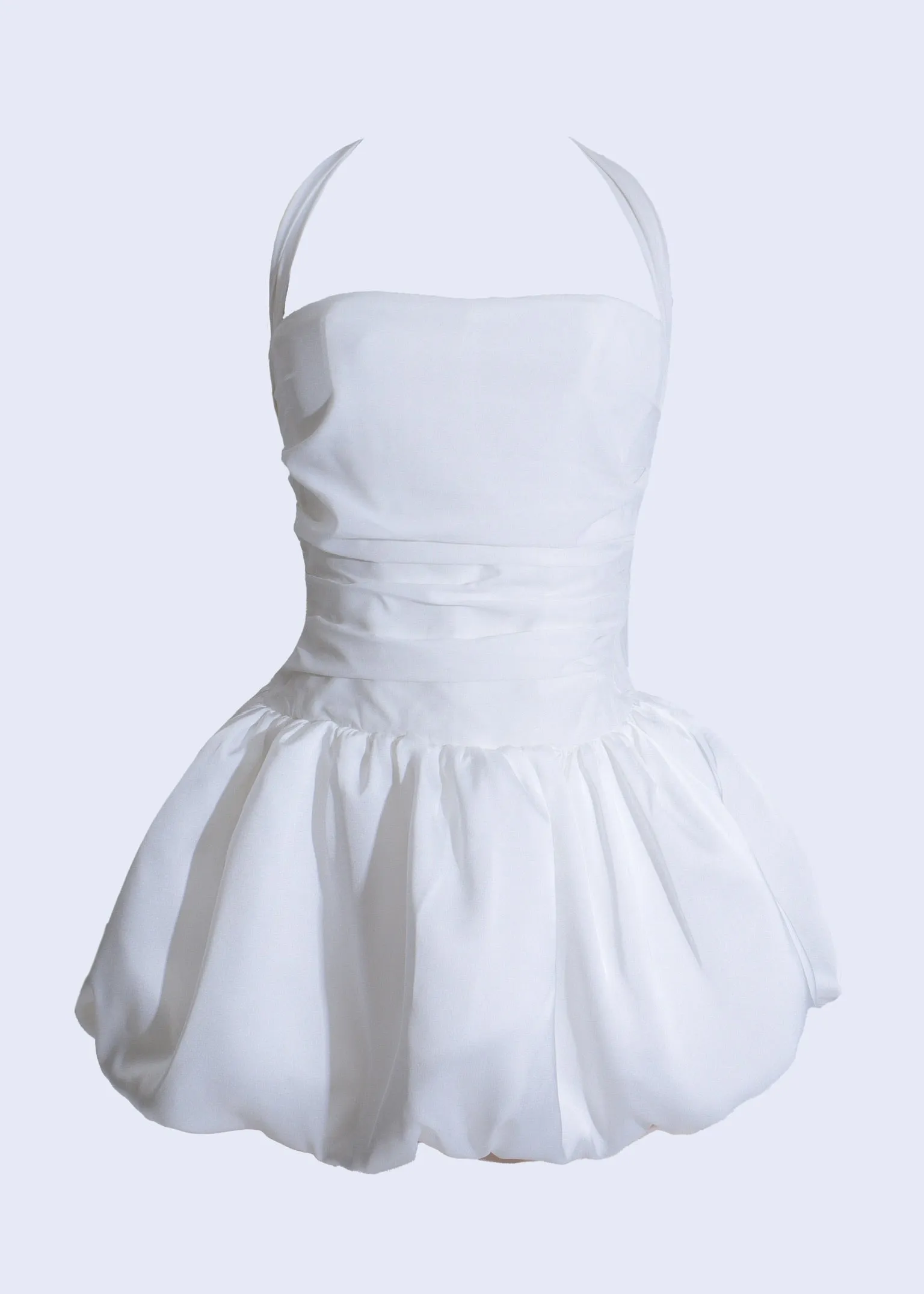 Cloudlight Ruffle Satin Mini Dress White