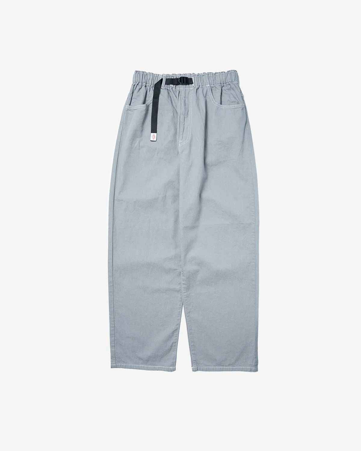 Color Denim Belted Easy Pants - Grey