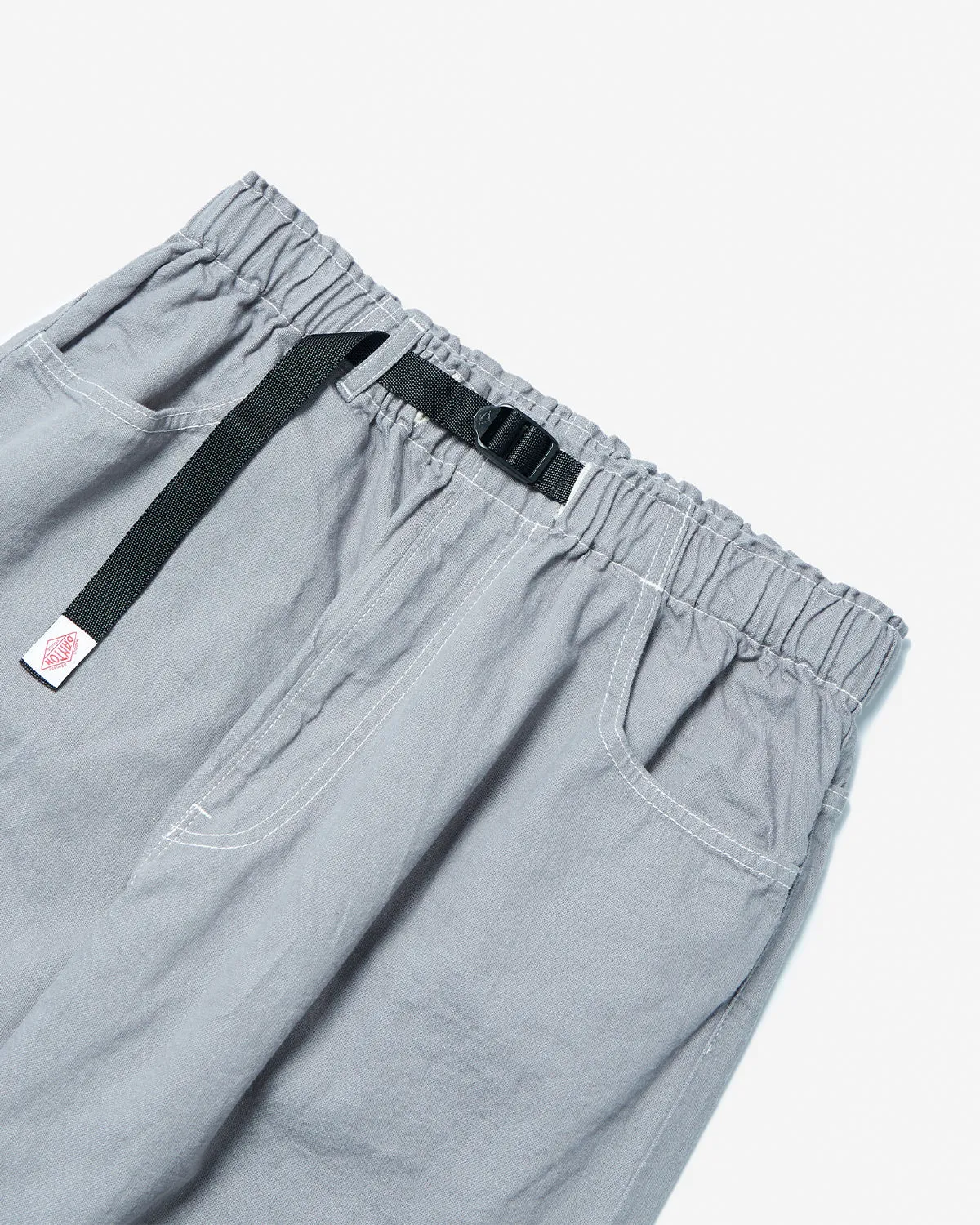 Color Denim Belted Easy Pants - Grey