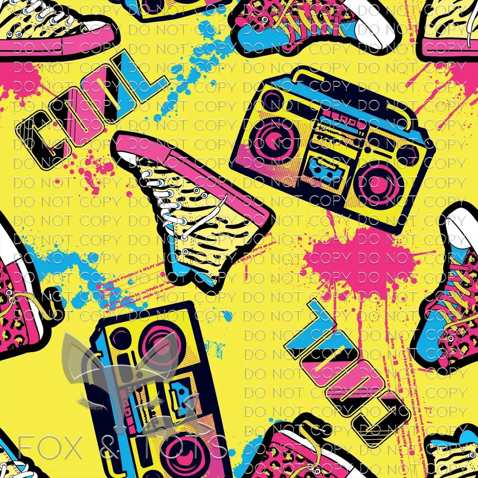 Cool Boombox and Hi-Tops Fabric