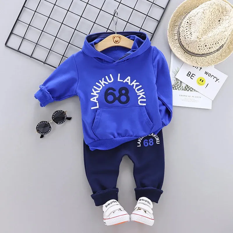 Cotton Hooded Tops Pants 3pcs Baby Boy Outfits