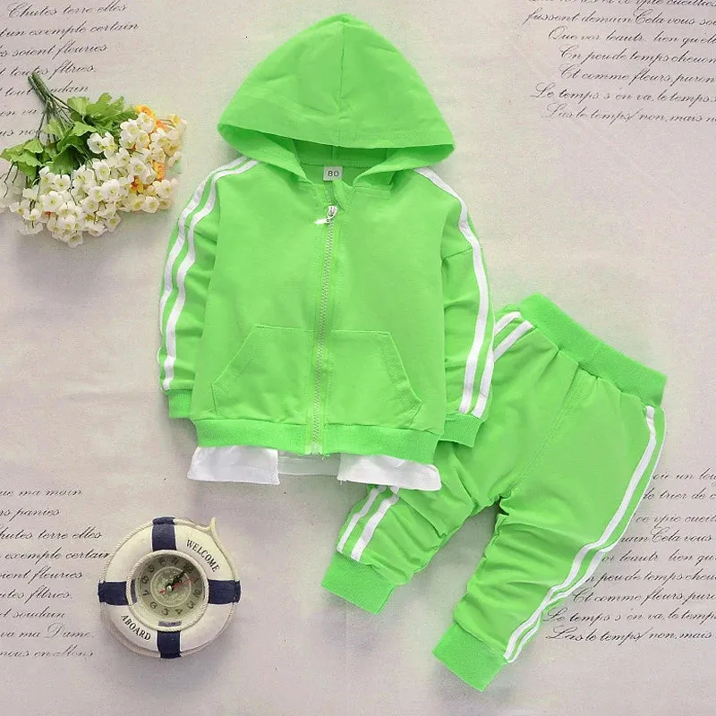 Cotton Hooded Tops Pants 3pcs Baby Boy Outfits