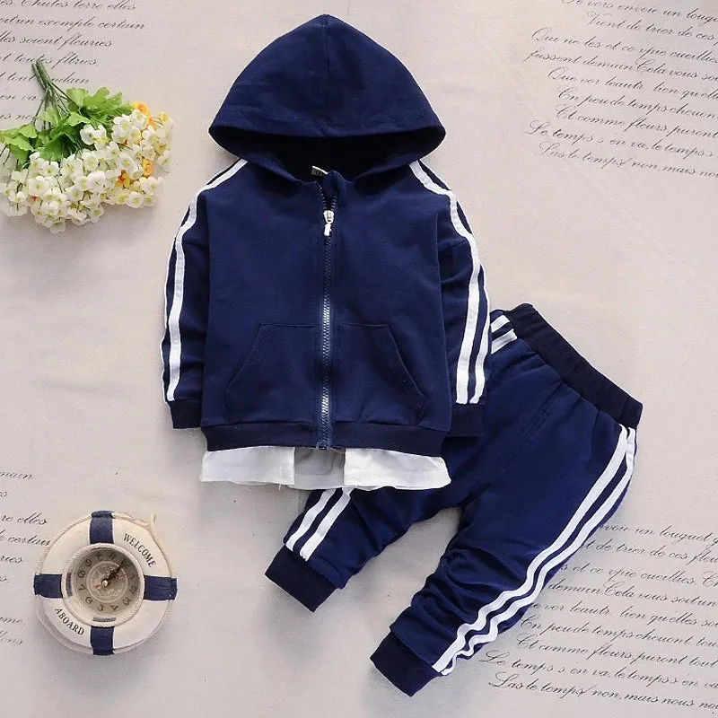 Cotton Hooded Tops Pants 3pcs Baby Boy Outfits