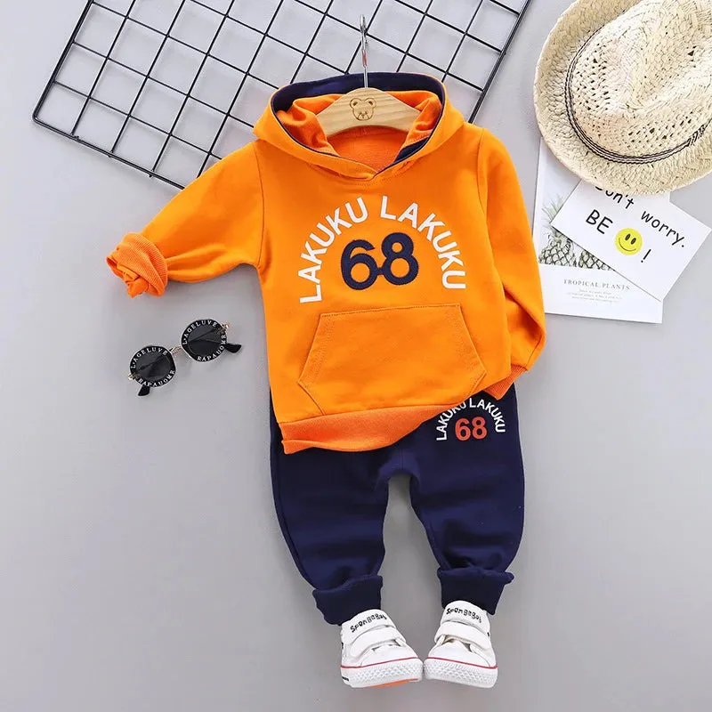 Cotton Hooded Tops Pants 3pcs Baby Boy Outfits