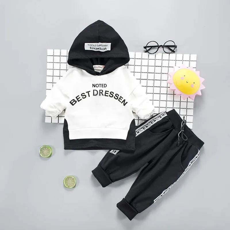 Cotton Hooded Tops Pants 3pcs Baby Boy Outfits