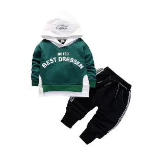 Cotton Hooded Tops Pants 3pcs Baby Boy Outfits