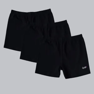 Cotton Spandex Mid Thigh Length Solid Cycling Shorts for Girls (Pack of 3)