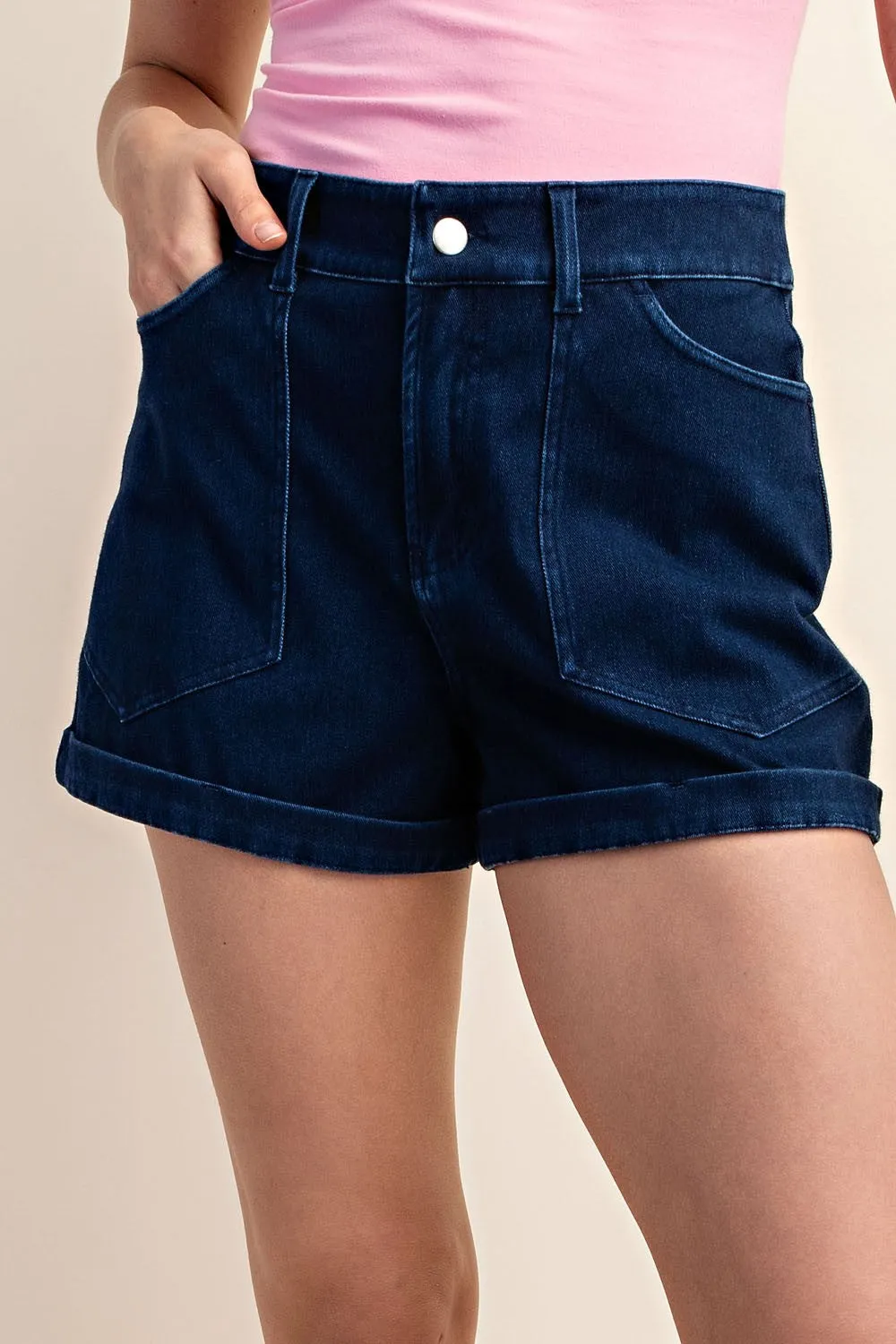 Cotton Stretch Denim Shorts | RAE MODE